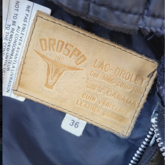 DROSPO INC Leather Vintage jacket, moto style - Picture 6 of 9